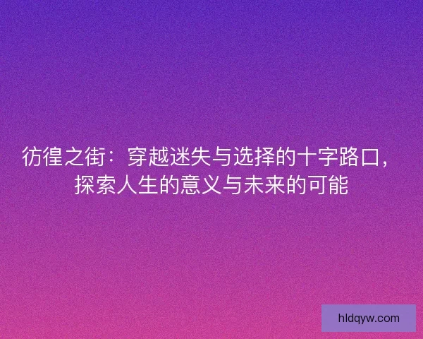 彷徨之街：穿越迷失与选择的十字路口，探索人生的意义与未来的可能